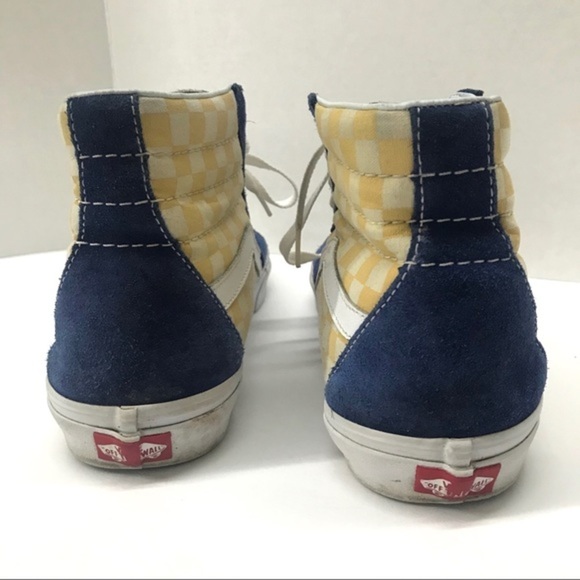 Vans Mens Sk8-Hi BMX True Blue Yellow Checkerboard - Picture 4 of 11